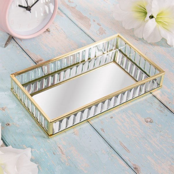 Gold Rectangular Crystal Tray